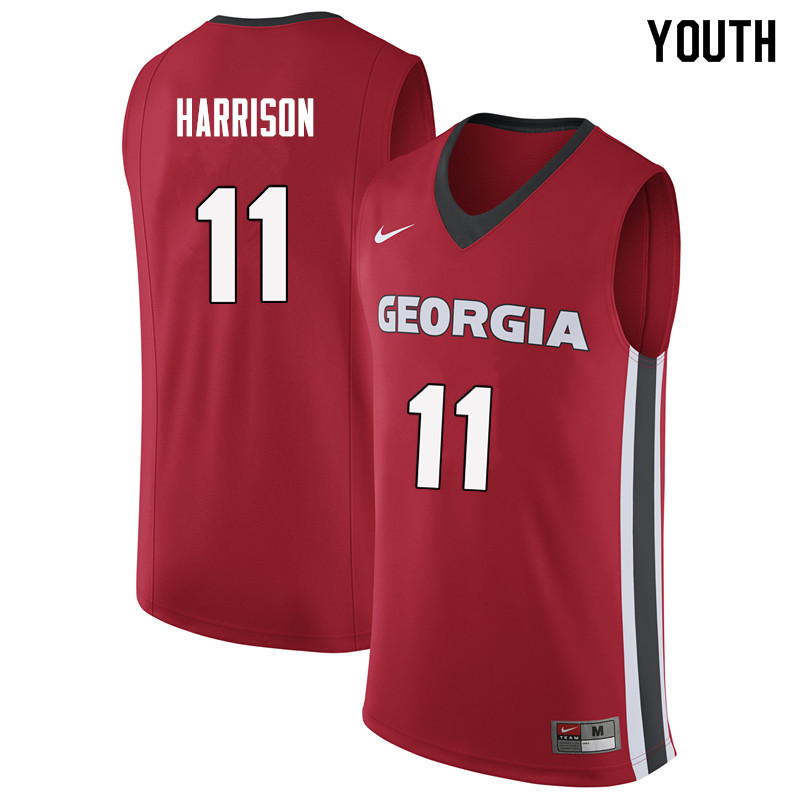 Youth #11 Christian Harrison Georgia Bulldogs College Basketball Jerseys Sale-Red - Click Image to Close